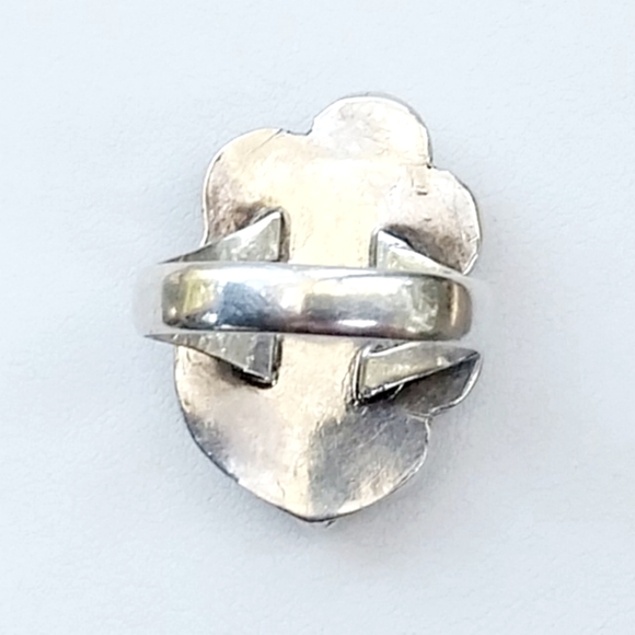 Vintage Navajo Old Pawn Sterling Silver Ring with Rare Green-Blue Turquoise - Picture 7 of 11